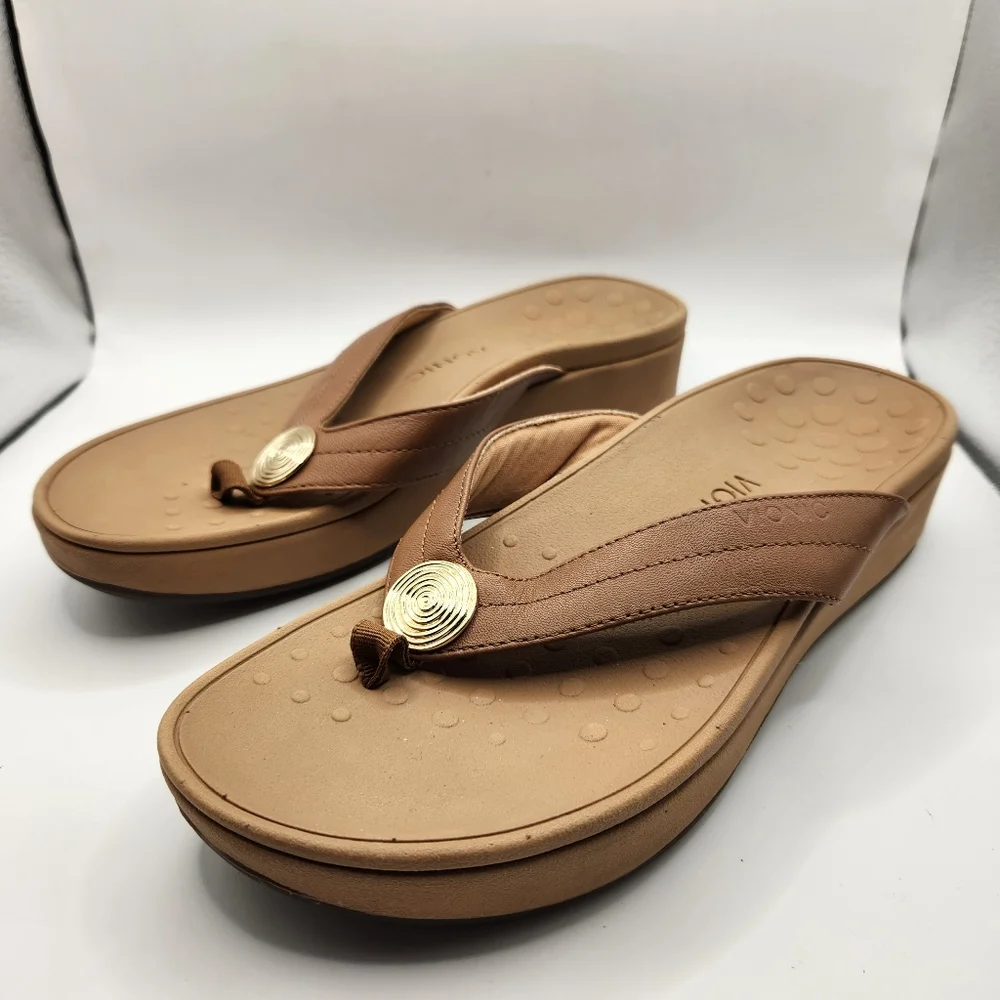Women's Tan Vionic Pilar Platform Thong Sandals Size 9